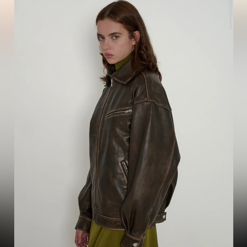 BRAND NEW Reformation Veda Marco Oversized Leather Bomber Pitstop